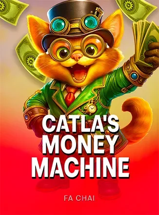ภาพปกเกม Catla's Money Machine ค่าย FC (แมวส้มสวมแว่นข้างกองเหรียญ) ประกอบหัวข้อค่าย FC