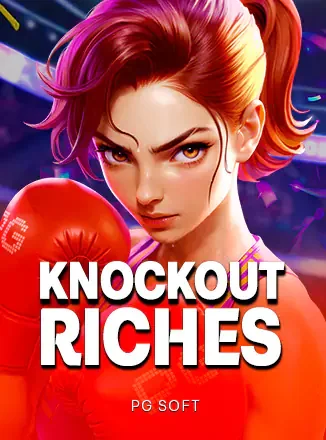 ภาพปกเกม Knockout Riches ค่าย PG (นักมวยหญิงสวมนวมแดง) ประกอบหัวข้อทดลอง PG